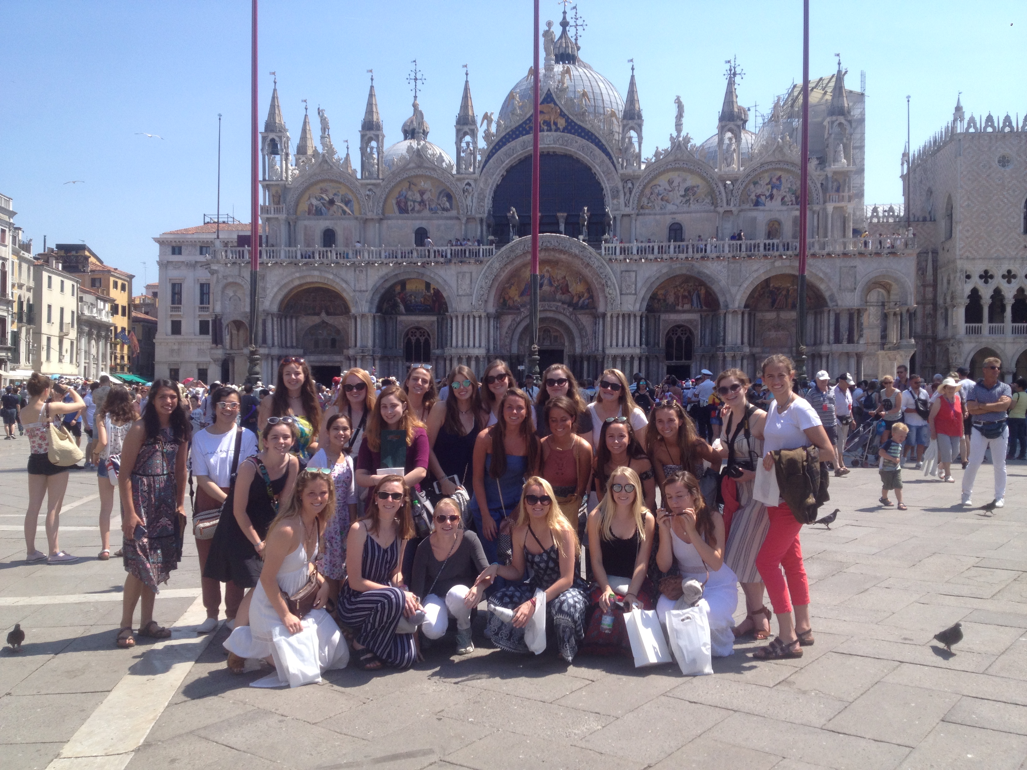 student group at St Marks basilica in Venice