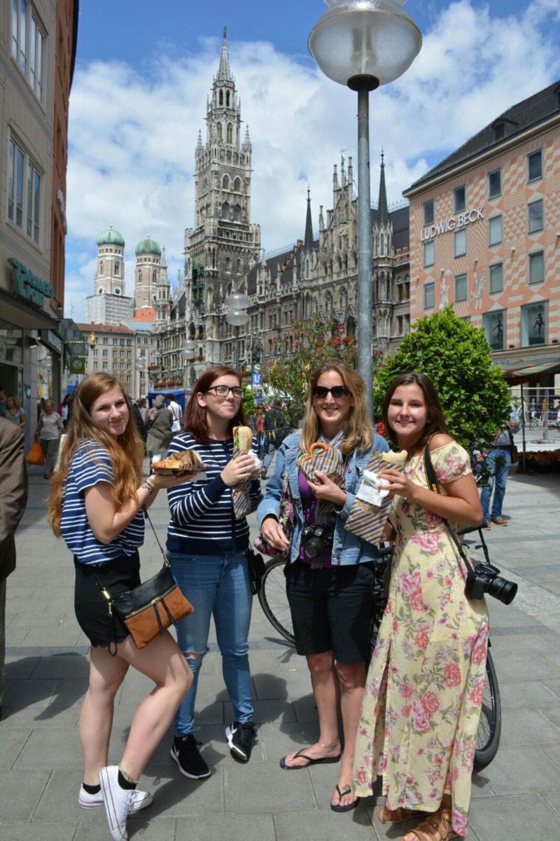 students eating in europe